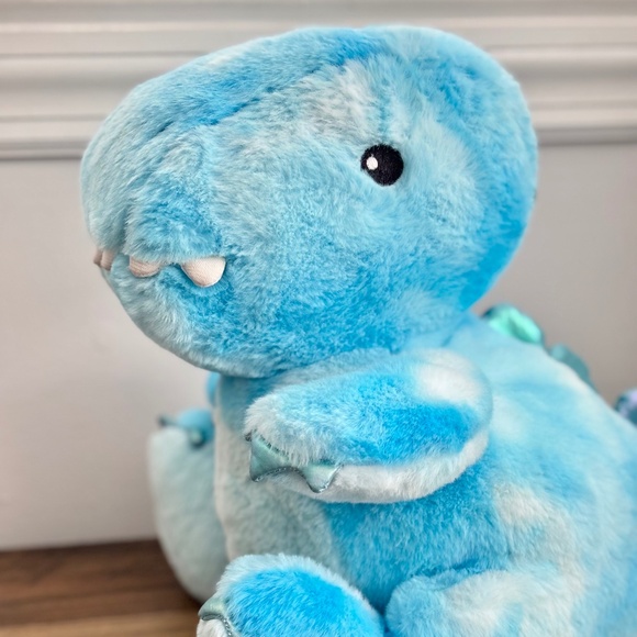 FAO SCHWARZ Blue DINOSAUR Plush Stuffed Toy Animal Glow Brights Sound WORKS! - Picture 5 of 13